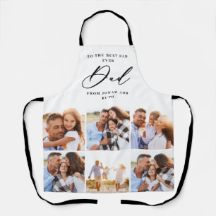 moderne Multi-Foto Collage Black Papa Skript-Schür Schürze