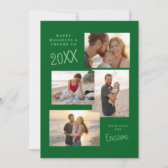 Moderne Multi-Foto Collage Card Feiertagskarte (Vorderseite)