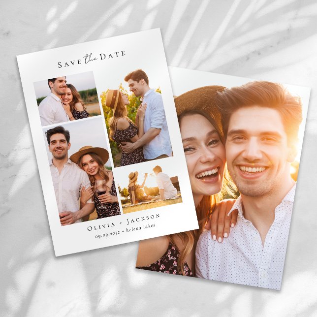 Moderne Multi-Foto Collage Hochzeit Save The Date (Von Creator hochgeladen)
