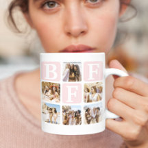 Moderne Multi-Foto-Grid-BESTE FREUNDIN rosa