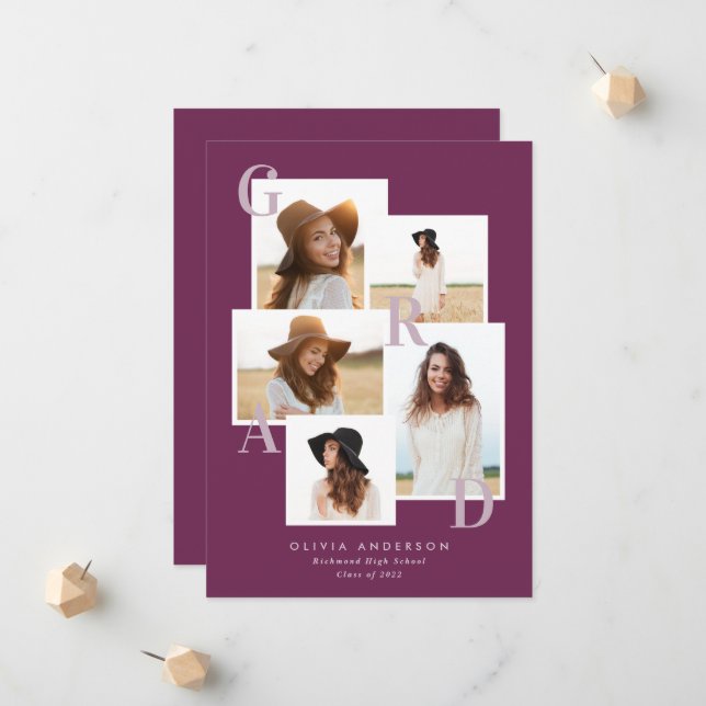 Moderne multigrafische lila Typografie Ankündigung (Vorderseite/Rückseite Beispiel)