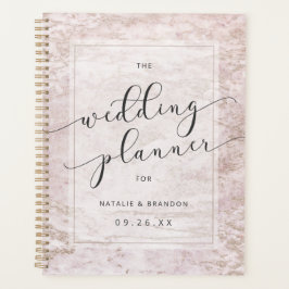 Moderne Murmeln in Mauve Rose Gold Hochzeitspläne Planer