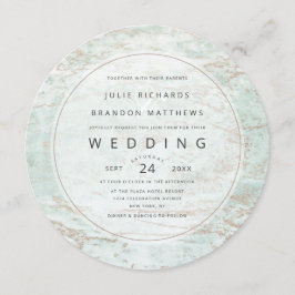 Moderne Murmeln in Mint Rose Gold Circle Wedding Einladung