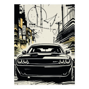 Moderne Muscle-Car-Front-Pop-Art-Illustrationsdruc Poster
