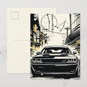 Moderne Muscle-Car-Front-Pop-Art-Illustrationsdruc Postkarte