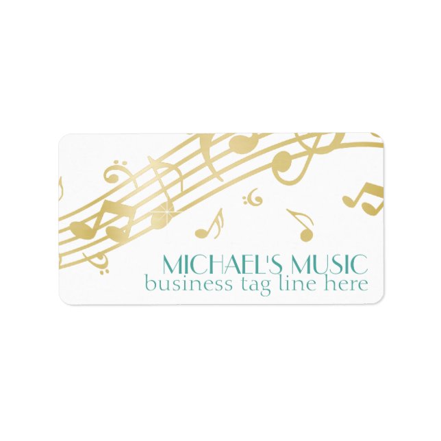 Moderne Musical Business Branding Gold Musiknoten Adressaufkleber (Vorne)