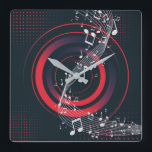 Moderne Musikmauer - Rote Beats & Blendnoten Quadratische Wanduhr<br><div class="desc">Mit dieser kühlen, modernen Musikanlage bringen Sie Rhythmus und Energie in Ihren Raum! Mit lebhaften, roten, konzentrischen Kreisen und fließenden weißen Noten auf tiefem Marineschirm fängt es die Bewegung von Klang und den Puls von Musikliebhabern ein. Ideal für Musikstudios, Bandräume oder jede moderne Wohngestaltung mit einer Liebe für Melodie und...</div>