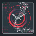 Moderne Musikmauer - Rote Beats & Blendnoten Quadratische Wanduhr<br><div class="desc">Mit dieser kühlen, modernen Musikanlage bringen Sie Rhythmus und Energie in Ihren Raum! Mit lebhaften, roten, konzentrischen Kreisen und fließenden weißen Noten auf tiefem Marineschirm fängt es die Bewegung von Klang und den Puls von Musikliebhabern ein. Ideal für Musikstudios, Bandräume oder jede moderne Wohngestaltung mit einer Liebe für Melodie und...</div>