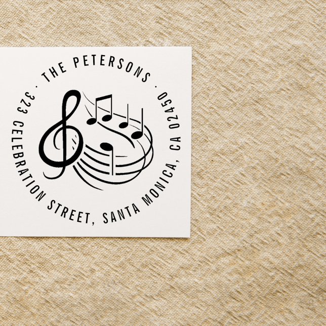 Moderne Musiknoten Rundname & Rücksendeadresse Permastempel (Von Creator hochgeladen)