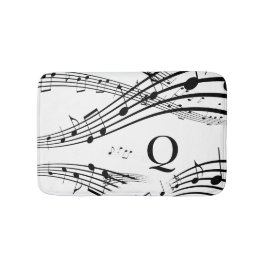 Moderne Musiknoten White Black Monogram Bath Mat Badematte