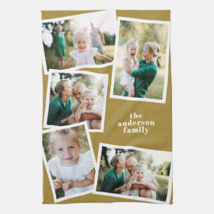 Moderne Mustard Multi Foto Family Collage Küche Geschirrtuch