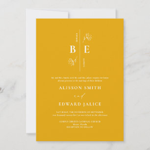 Moderne Mustard Wedding Einladung