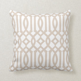 Moderne Muster in Weiß und Beige Trellis Kissen