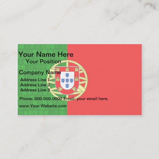 Moderne Muster-Portugiese-Flagge Visitenkarte (Vorderseite)