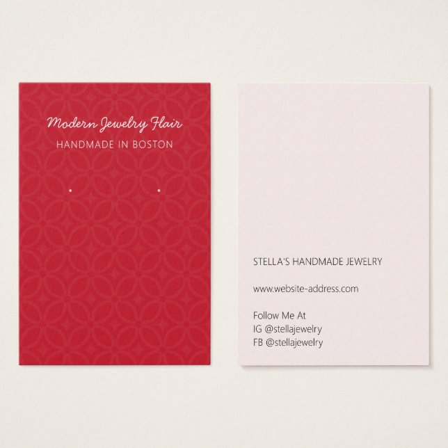 Moderne Muster-Rote Ohrring-Display-Karte (Vorne & Hinten)