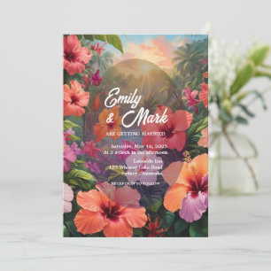 Moderne, mutige, farbenfrohe Blumenhochzeit laden Einladung