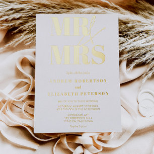 Moderne mutige Hochzeit von Mrs. Scripting mit sch Folieneinladung
