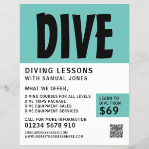 Moderne mutige, Scuba Diving Lektion Werbung Flyer