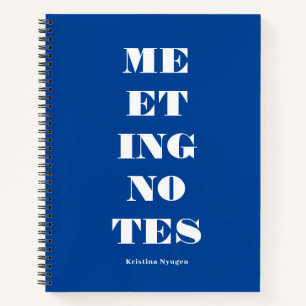 Moderne, mutige Typografie Blue Meeting Notes Notizbuch