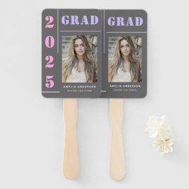 Moderne, mutige Typografie Gray Foto Graduation Pa Fächer