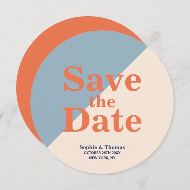 Moderne, mutige Typografie-Hochzeit rettet das Dat Save The Date (Vorne/Hinten)