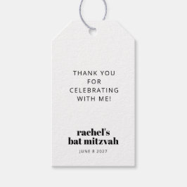 Moderne, mutige Typografie Schwarz-Weiß-Bat Mitzva Geschenkanhänger