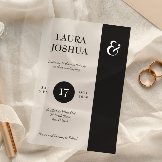 Moderne, mutige Typografie, Schwarz-Weiß-Hochzeit Acryleinladungen (Von Creator hochgeladen)