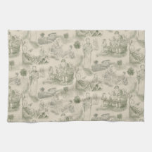 Moderne Mutterschaft Toile de Jouy in Salbeigrün