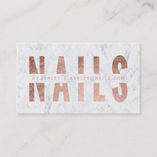 Moderne Nägel schnitten Rosengoldtypographiemarmo Visitenkarte