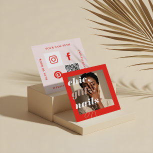 Moderne Nagelstudio-Unternehmensfotos mit Social-M Quadratische Visitenkarte