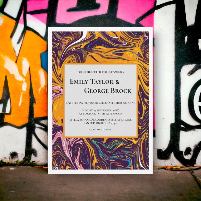 Moderne nahtlose Abstrakte Wavy Whimsical Wedding Einladung (Von Creator hochgeladen)