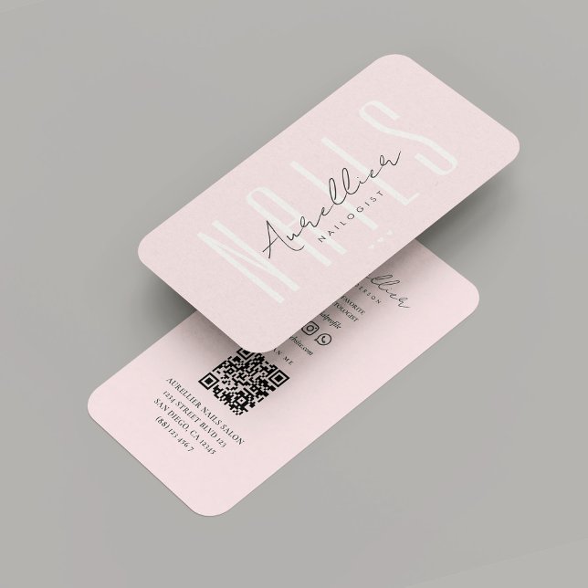 Moderne Nail Artist Nails Salon Monogram Pink Visitenkarte (Modern Nail Artist Nails Salon Monogram Pink Business Card
)