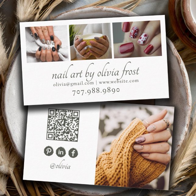 Moderne Nail Tech 4 Foto Business Card Visitenkarte (Von Creator hochgeladen)