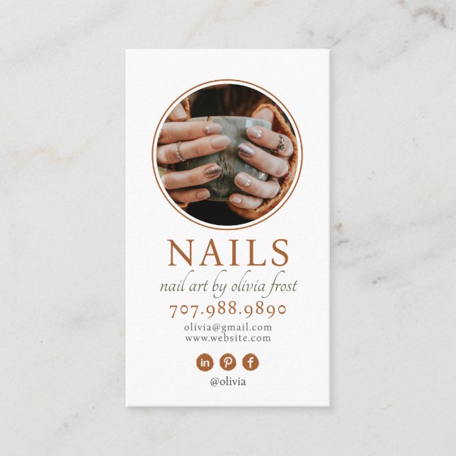 Moderne Nail Tech Foto Business Card Visitenkarte (Vorderseite)