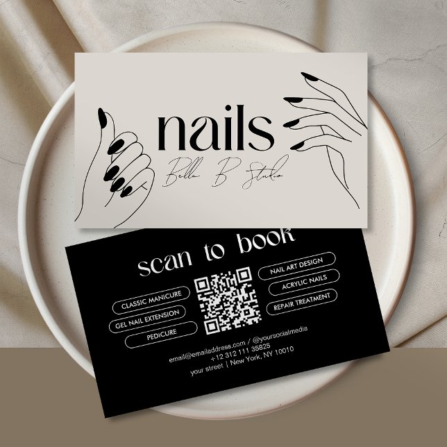 Moderne Nail Tech Salon Business Card Visitenkarte (Von Creator hochgeladen)