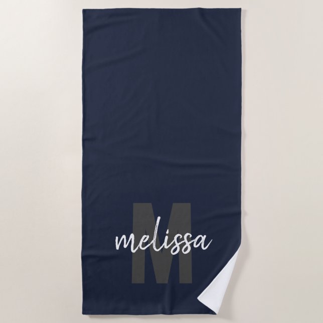 Moderne Name Handschrift Pinselkalligrafie Strandtuch (Vorderseite)