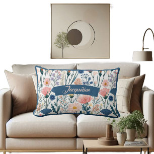 Moderne Name Pastel Wildblume Bloms Botanischer Sp Lendenkissen