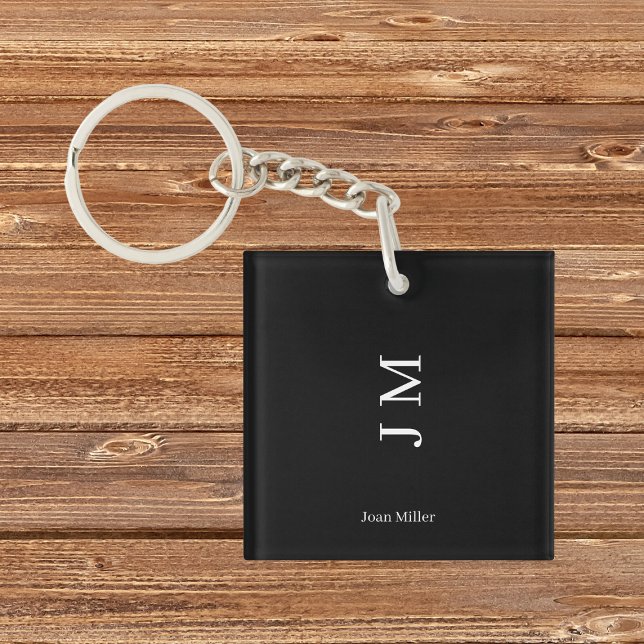 Moderne Namen und Initialen schwarz Schlüsselanhänger (Von Creator hochgeladen)