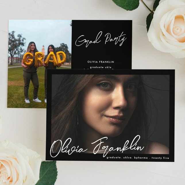 Moderne Namensbearbeitungsfähige Multi-Foto-Gradui Einladung (Von Creator hochgeladen)