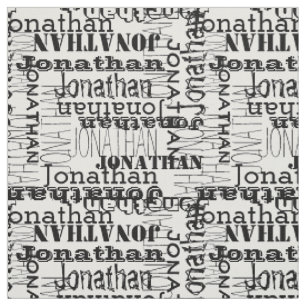 Moderne Namensschwarzweiss-collage Stoff