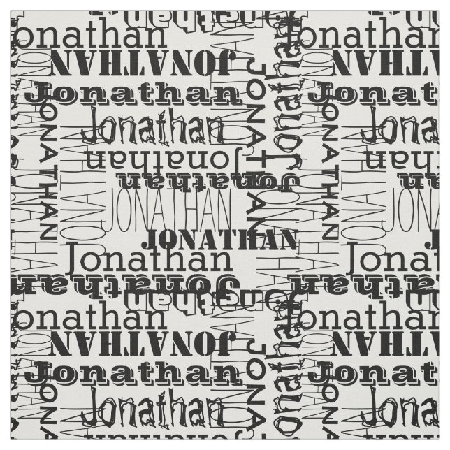Moderne Namensschwarzweiss-collage Stoff (Muster)