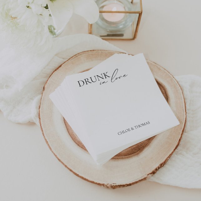 Moderne Napkins "Betrunken in Liebe" für Hochzeits Serviette (Modern "Drunk in Love" Napkins for Wedding Bar)