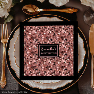 Moderne Napkins Rose Gold und Black Metallic Serviette