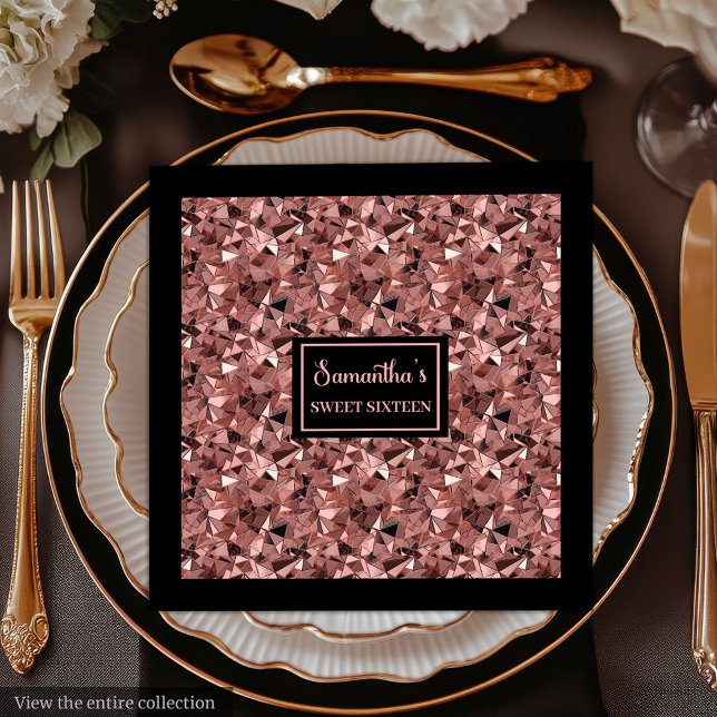 Moderne Napkins Rose Gold und Black Metallic Serviette (Modern Napkins Rose Gold and Black Metallic)