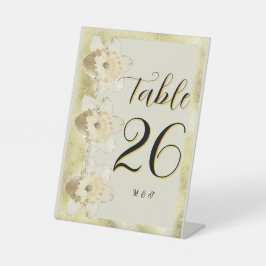 Moderne Narzisse Blume mit Goldrahmen Sockelschild