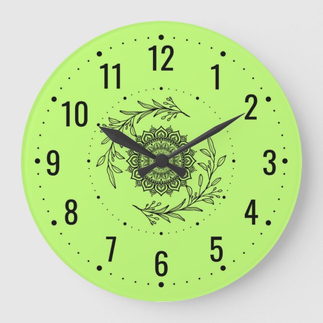 Moderne, naturbelassene Dekoration - grüne Außenfa Große Wanduhr (Vorderseite)
