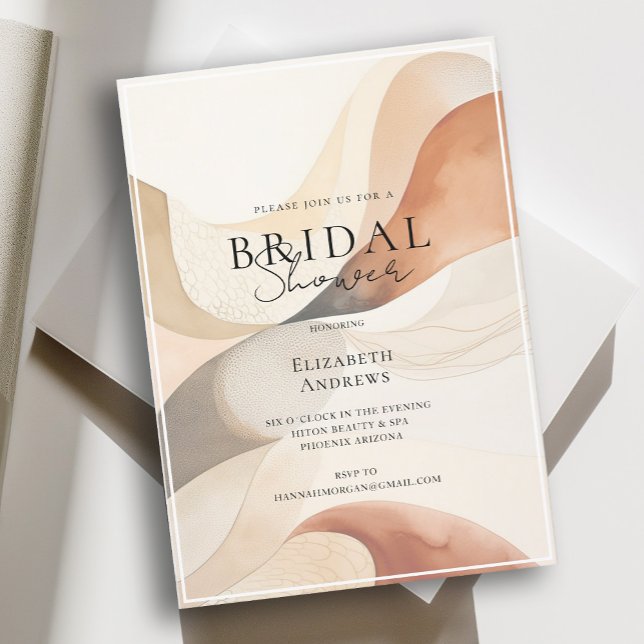 Moderne, natürliche Farbenwellen, Bridal Einladung (Von Creator hochgeladen)
