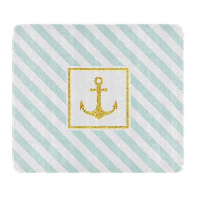 Moderne Nautic Design Imitate Glitzer Anchor Schneidebrett (Vorderseite)