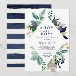 Moderne Nautical Ahoy Es ist eine Baby-Dusche Einladung