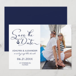 Moderne Nautical Anchor Foto Script Typografie Save The Date